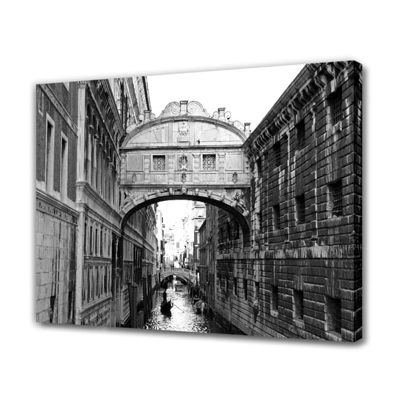Bridge of Sighs over Rio di Polazzo Venice Italy Black and White Canvas Poster Bedroom Decor Sports Landscape Office Room Decor Gift,Frame-style,08x12inch(20x30cm)