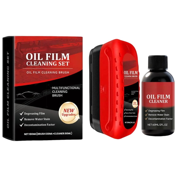 Virenlux Oil Film Cleaning Brush Set for Car Windows Automotive Glass Board Cleaner Kit with 60mL Decontaminant Streak-Free Ergonomic Brush for Windshields Mirrors