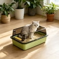 thumbnail image 2 of AuroraX Cat Litter Box with Lid Odor Control Covered Litter Box Semi Enclosed Top Entry 2 Pcs Leak-Proof High Sides Indoor Pet Supplies Green National Dog Day International Cat Day, 2 of 6