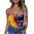 thumbnail image 2 of SOOMLON Mardi Gras Tube Tops for Women Carnival Outfits Tuesday Party Sleeveless Tshirts Fancy Mask Print Tops Sexy Cropped Tops New Orleans Festival Tees 2025 Purple XL, 2 of 4
