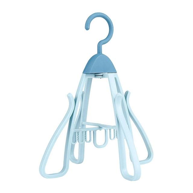Siruishop Shoe Drying Rack Foldable 360 degree Rotatable Hold 4 Multifunctional Shoes Hanger blue