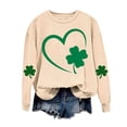 thumbnail image 4 of Up to 65 off!Lolmot St Patricks Day Shirt Women Fleece Lined Sweatshirt Shamrock Long Sleeve Shirts Green Clover Pullover Irish Holiday Heart Print Graphic Tops, 4 of 5