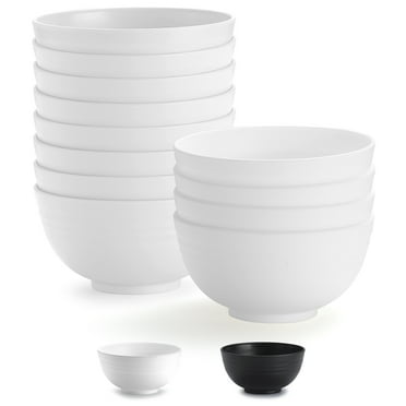 ReaNea White Plastic Bowls Set of 12 Pieces 25oz, Reusable and Unbreakable Cereal Bowl, Ramen Bowl, Soup Bowls for Outdoor, Picnic, Camping