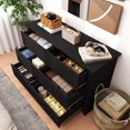 thumbnail image 3 of Black Dresser 6 Drawer Dresser Modern Wooden Chest of Drawers for Living Room Hallway Entryway Cloakroom Dressing Room 47"L x 17"W x 33"H, 3 of 6