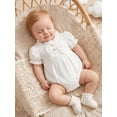 thumbnail image 6 of BemeyourBBs Newborn Baby Girl Summer Clothes Bubble Rompers 0 3 6 12 18 24 Months Bowknot Decor Front Buttons Ruffled Short Sleeve Infant Princess Bodysuits Jumpsuits Playsuits, 6 of 9