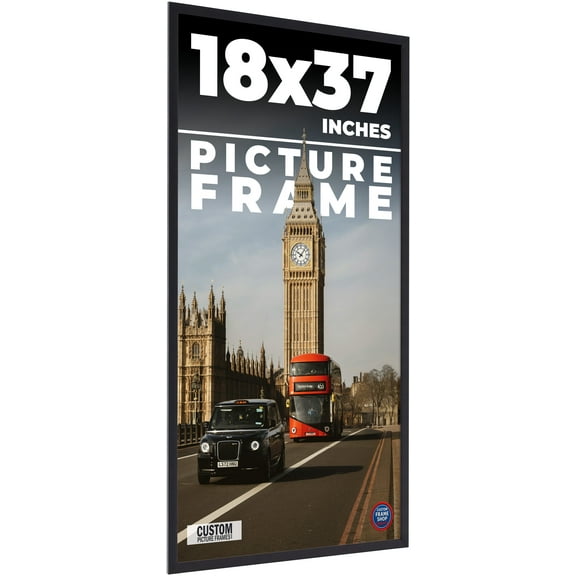 18x37 Frame Black Real Wood Picture Frame Width 0.75 inches | Interior Frame Depth 0.5 inches |