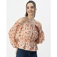 thumbnail image 3 of Moomaya Long Sleeves Off Shoulder Printed Top - Women's Stylish Peplum Top, 3 of 9