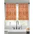 thumbnail image 2 of Bohemia Ethnic Style Sheer Curtains 45 Inch Long 2 Panels, Retro Pattern Orange Southwest Light Filtering Rod Pocket Semi Sheer Curtains, Sheer Voile Drapes for Living Room Bedroom, 52"x45", 2 of 5