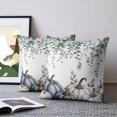 thumbnail image 2 of Pillow Covers 18x18 Set of 2, Blue Grey Pumpkins Fall Throw Pillow Covers Decorative Couch Cushion Cover, Eucalyptus Leaves Thanksgiving Microfiber Soft Square Pillowcases for Bedroom Living Room, 2 of 9