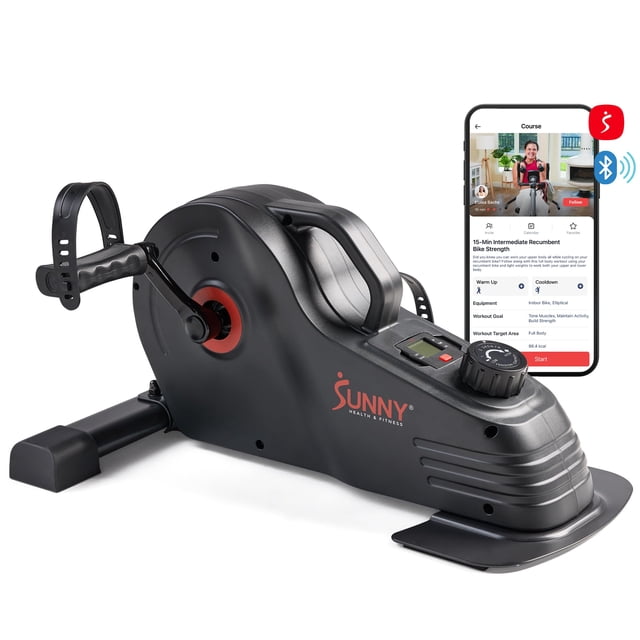 Mini bicicleta Sunny Health & Fitness de doble función con Bluetooth