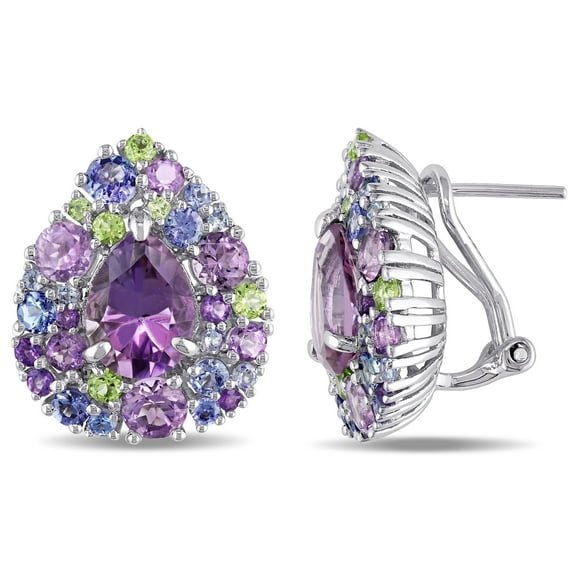 Everly Women's Amethyst and Tanzanite Peridot Sterling Silver Earrings
