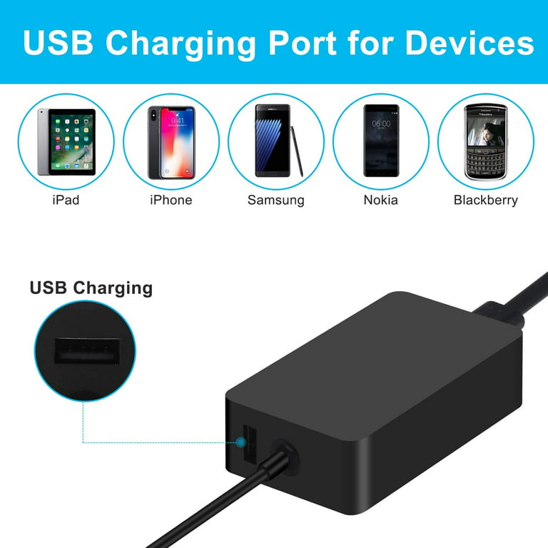 forum ledelse emne Surface Pro Charger Fit for Microsoft Surface Pro 3 & 4 & 5 & 6, 65W AC  Power Adapter for Microsoft Windows Surface Book 2 & 3 Surface Go, Surface  Laptop with USB Charging Port - Walmart.com
