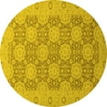 thumbnail image 1 of Ahgly Company Machine Washable Indoor Round Oriental Yellow Traditional Area Rugs, 4' Round, 1 of 4
