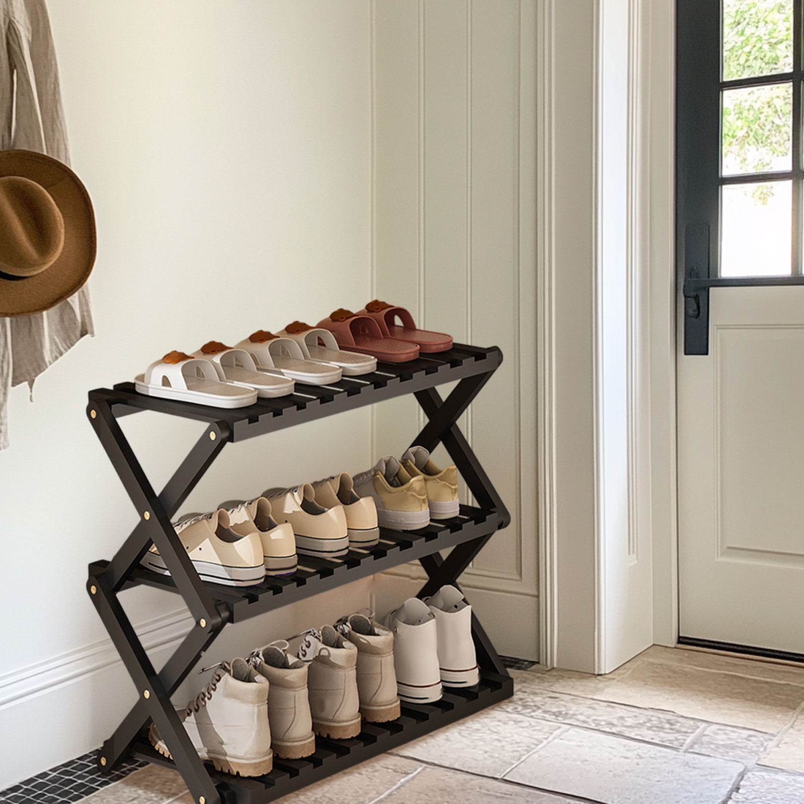 Wzzjkit Shoe Rack 3 Layer Tall Shoe Organizer for Entryway 9 Pairs Shoe & Boots Organizer Storage Shelf Long-Lasting Dusts Proof Shoe Cabinet