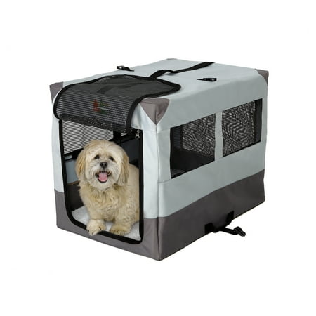 MidWest Homes for Pets Canine Camper, steel frame, soft-sided, mesh windows, 30-inch, Gray