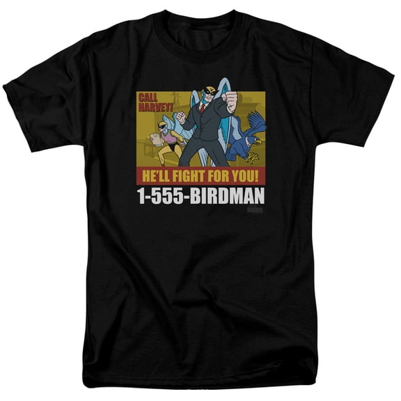 Harvey Birdman Birdman Ad S/S Adult 18/1 T-Shirt Black 5X