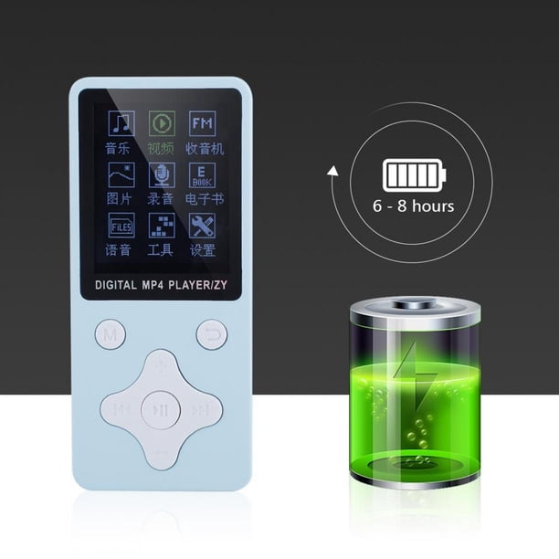 Reproductor de música MP3 / MP4 con Soporte para Tarjeta de Memoria de hasta 32 GB y Auriculares, Compatible con Tarjeta TF/USB/música/Radio/grabación/Video/Libro electrónico (Azul) EOTVIA No