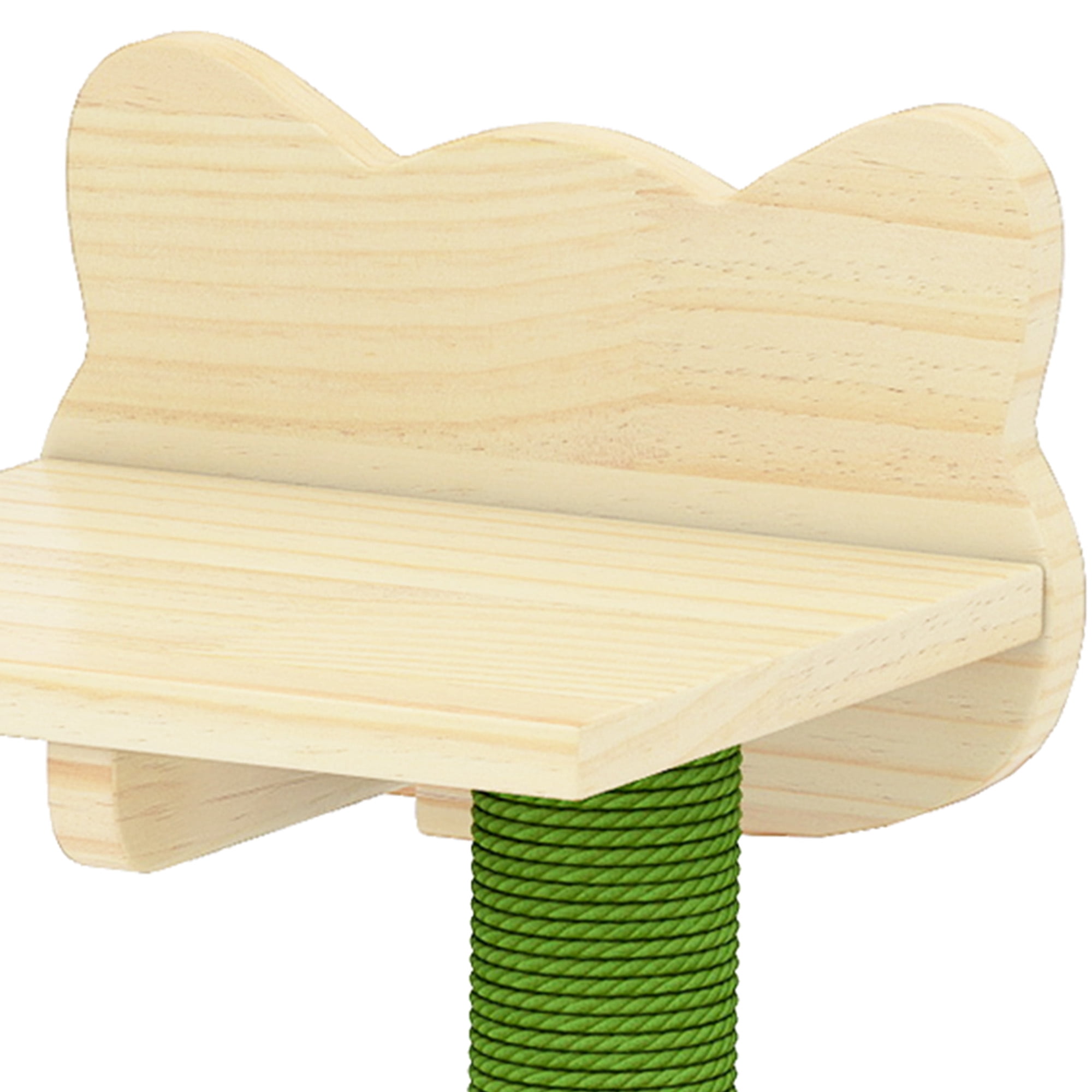 Dextrus 7-Piece Wall-Mounted Cat Furniture Set with Green House, 2 Sisal Scratching Posts & Cat-Shaped Steps – Solid Pine Wood for Indoor Cats, Space-Saving Wall Shelves