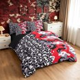 thumbnail image 2 of Manfei Retro Cheetah Camo Twin Bedding, Countryside Animal Print Bedding Comforter Set, Gray Crimson, Black Reversible, 7 Pieces, 2 of 6