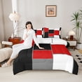 thumbnail image 4 of Homewish Abstract Square 3 Pieces Queen Comforter Set for Female Men,Geometric Plaid Ultra Soft Bedding Sets,Retro Vintage Minimalist Bedding Comforter Set,Luxury Bedroom Decor,Reversible, 4 of 8