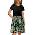 thumbnail image 1 of FhsagQ Robes pour Filles Mignon Imprimé Floral Col Rond Manches Courtes Robe Décontractée pour Filles Fillette Printemps le 7 Juillet Robes 3T Fête de l'Indépendance Noir 4-5 Ans, 1 of 6