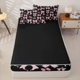 thumbnail image 4 of Manfei Pink Coquette Bow Zipper Full Size Comforter Sets with Fitted Sheet and 2 Pillowcases For Girls,Cute Polka Dot Bowknot Zipper Bedding Set For Kids,Black Reversible,4-Piece, 4 of 7