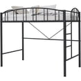 thumbnail image 2 of Negra tamaño individual loft cama - heavy duty metal frame con arched guardrail y safety ladder, space-saving, 2 of 6
