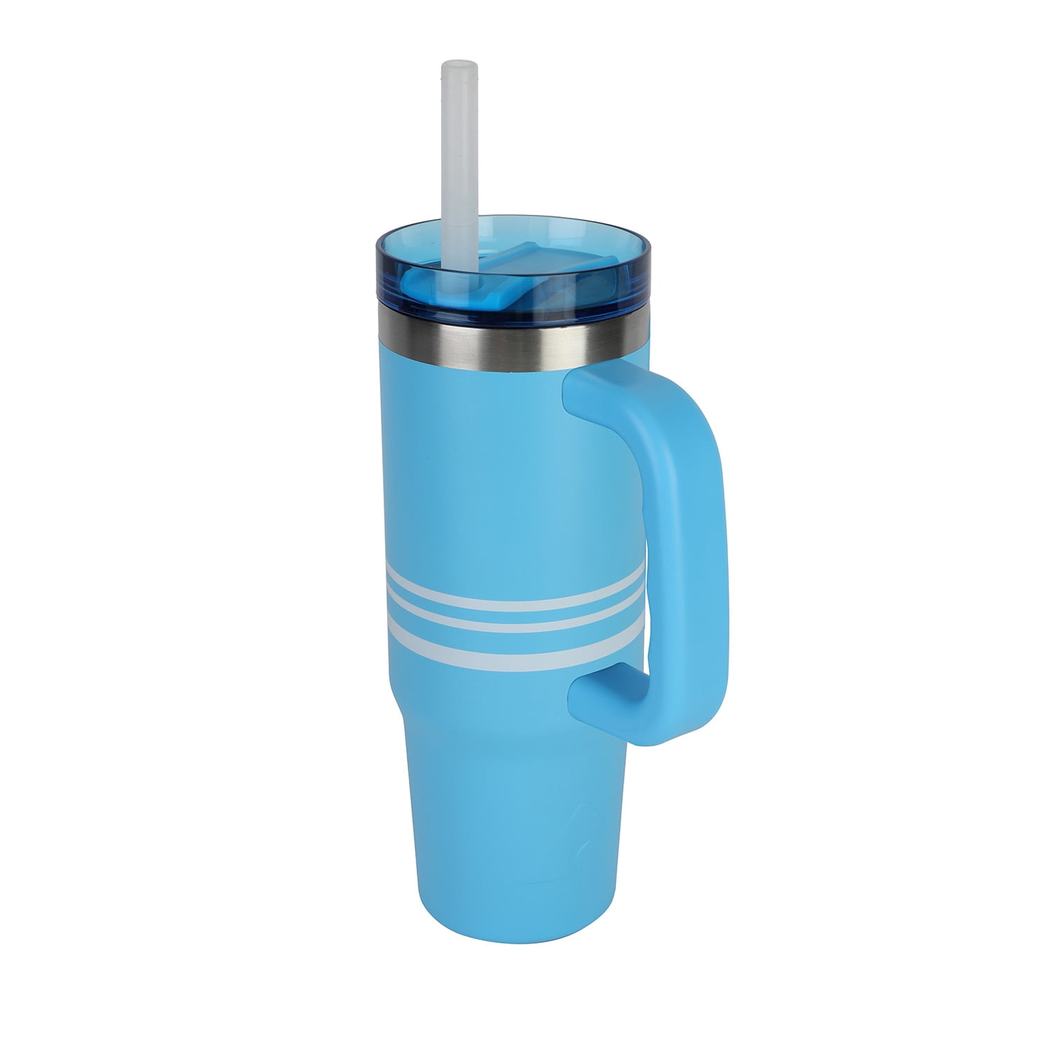 Ozark Trail 30 oz Tumbler with Handle, Stripe Aqua Water