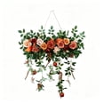 thumbnail image 3 of Yhmxh Artificial Rose Hanging Floral Swag, 23.62in Wide Flower Wall Hanging Decor with Trailing Vines, Rose Greenery Swag for Front Door, Wall, Window, Wedding Arch, Outdoor Indoor Floral Decorations, 3 of 6