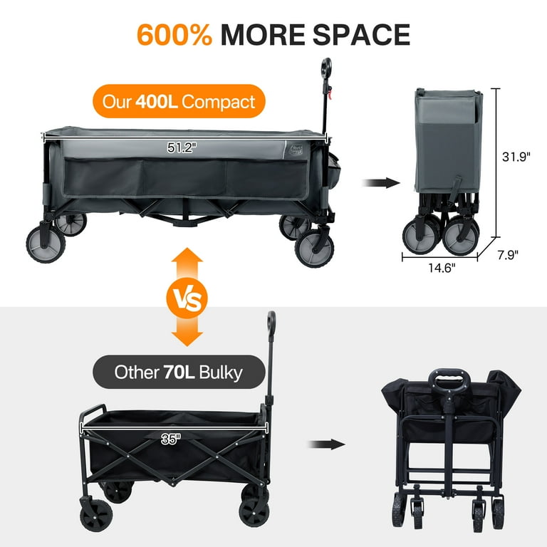 TIMBER RIDGE 400L Collapsible Wagon with Cargo Net, 51.2