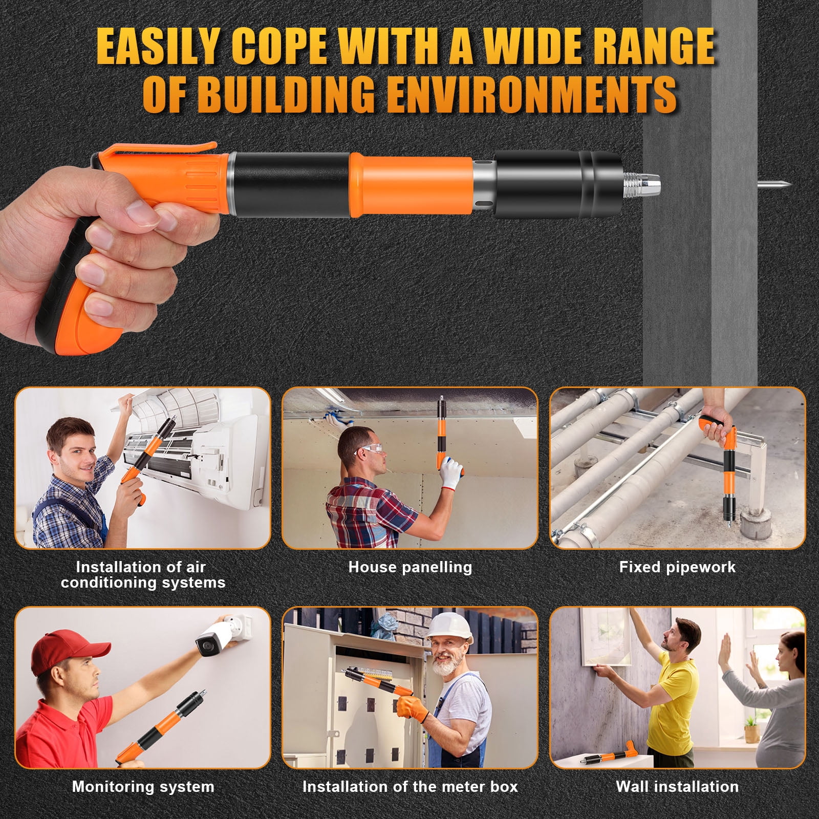 VIVIHEYDAY Mini Nail Gun Set, Portable Manual Fastening Tool, 5 Speed Adjustment, 150Pcs 7.3mm Round Nails