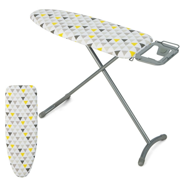 Gymax 44'' x 14'' Foldable Ironing Board Iron Table w/ Iron Rest Extra Cotton Cover White