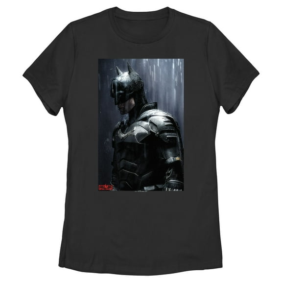 Women's The Batman In the Rain Poster  Graphic Tee Black 2X Large