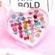 thumbnail image 1 of Juego de 36 anillos ajustables para niñas, anillos de joyería de cristal para niñas con caja en forma de corazón, anillos de disfraces para niños, suministros para fiestas de cumpleaños., 1 of 5