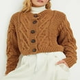 thumbnail image 3 of Women‘s Long Sleeve Cropped Cardigan in Cable Knit with Button Closure, 3 of 8