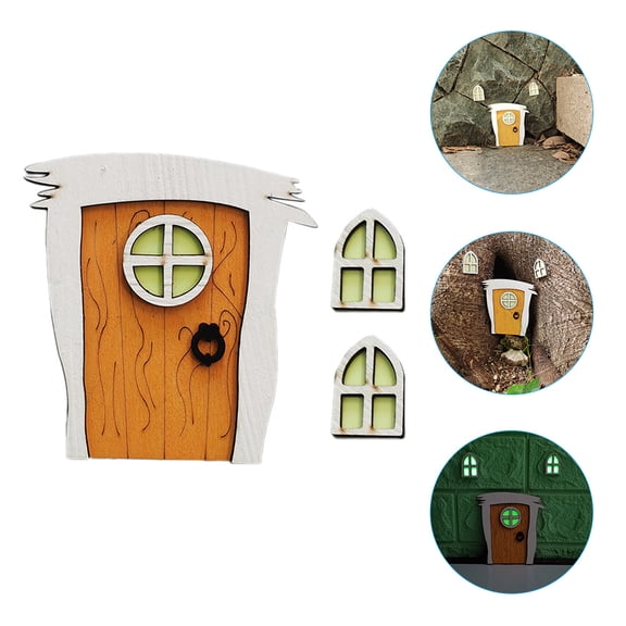 PAMINGONO 1Set Fairy Door Decor Mini House Door in the Dark for All Seasons