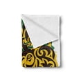 thumbnail image 2 of Rasta Soft Flannel Fleece Throw Blanket, Ethiopian Culture Wild Lion Head Grunge Style Flag Colors, Cozy Plush for Indoor and Outdoor Use, 50" x 60", Marigold Brown, by Ambesonne, 2 of 5