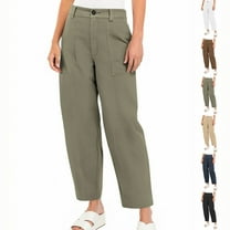 BXINGOHAI Womens Cargo Work Pants with Pockets Casual Cotton Ripstop Construction Pants Brown S