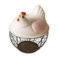 thumbnail image 4 of Cesta de huevo de pollo huevo contenedor titular de alambre de hierro portátil huevo de pollo titular encimera de recogida de huevos cesta para , Cuadrícula negra rosa, 4 of 8