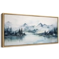thumbnail image 5 of IDEA4WALL Extra Large Framed Canvas Print Wall Art Mountain Lake Calm Misty Landscape Vintage Inspired Colorful Stripes Antique Retro Fine Art Watercolor Decorative for Rooms Decor - 60"x30", 5 of 5