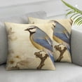 thumbnail image 3 of Acheng Vintage Ink Painting Blue Bird Robin and Flower Throw Pillow Cover Case Cushion Cover for Couch Sofa Home Decoration Square Pillowcase,Set of 2 White(Two Side print) 12x12in, 3 of 7