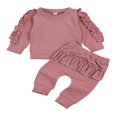 thumbnail image 1 of PENGXIANG 2PCS Newborn Infant Kids Baby Girls Long Sleeve Ruffle Top and Pants Fall Winter Outfits Red 18-24 Months, 1 of 6