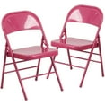 thumbnail image 1 of 2 Pk. HERCULES COLORBURST Series Shockingly Fuchsia Triple Braced & Double Hinged Metal Folding Chair, 1 of 9