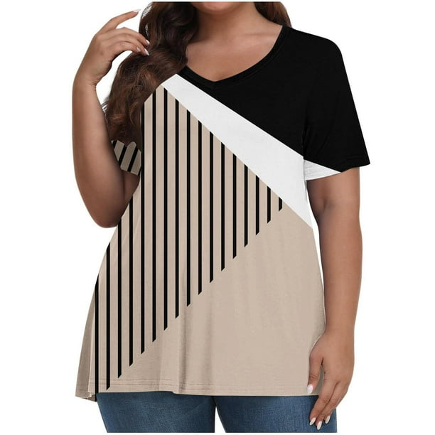 Camiseta de Manga Corta de Cuello en V Sólido Casual, Camisetas de Manga Corta para las Mujeres