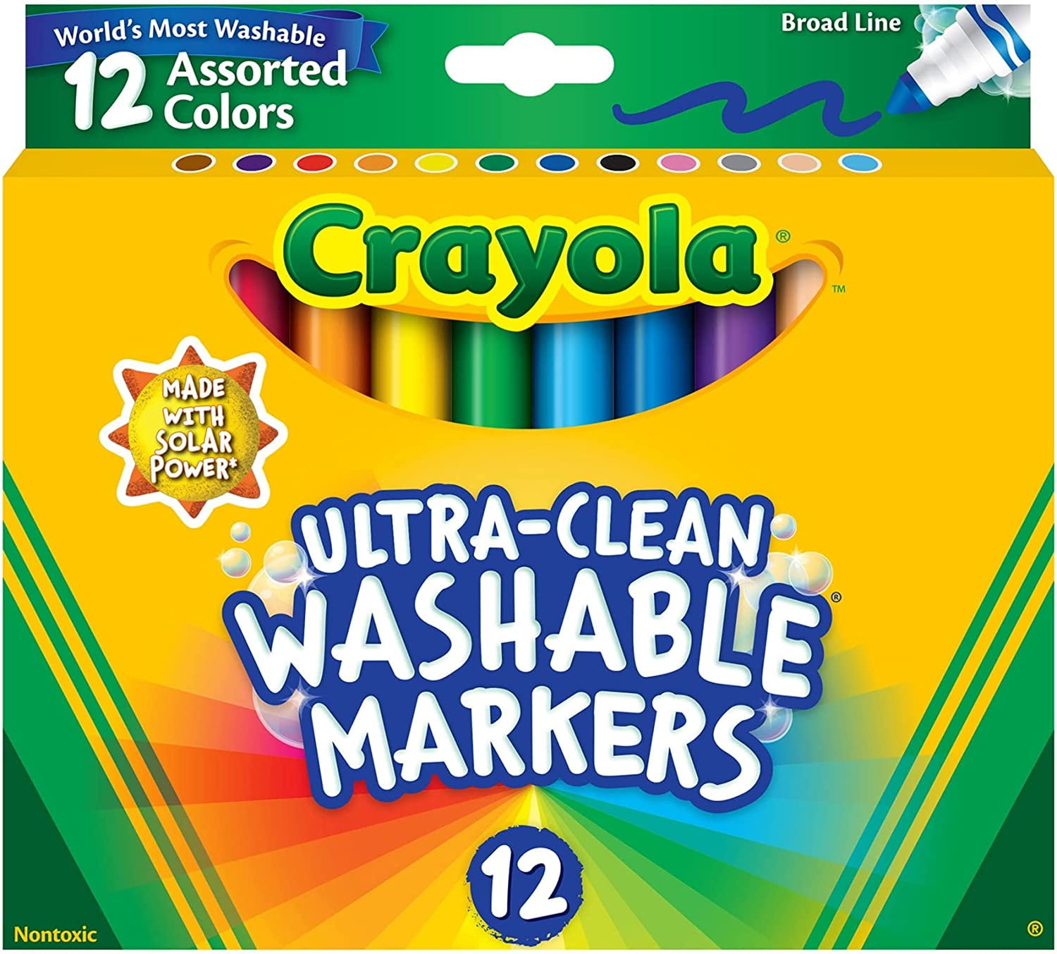 Kids Coloring Kit Crayola Ultra Clean WASHABLE MARKERS, Broad Line, 12  Count+NEW