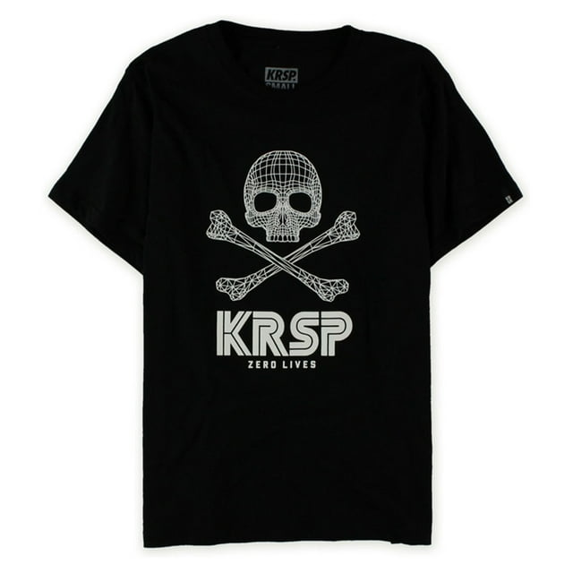 KRSP. Camiseta gráfica 3d de calavera y tibias cruzadas para hombre, negra, grande