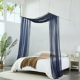 thumbnail image 6 of WARM HOME DESIGNS Set of 2 White & N Blue Queen Canopy Bed Curtains in 55 x 216 Inch Size. BE White & N Blue 216, 6 of 6