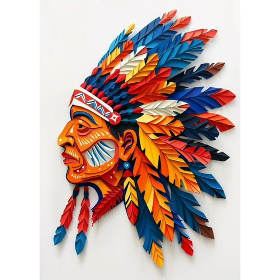 5D Diamond Art Steric American Native Indian Man DIY Paint with Full Drill Round Diamond Gems Painting by Number Kits for Adults Art Craft Home Wall Decor 15.8x19.8in(2)