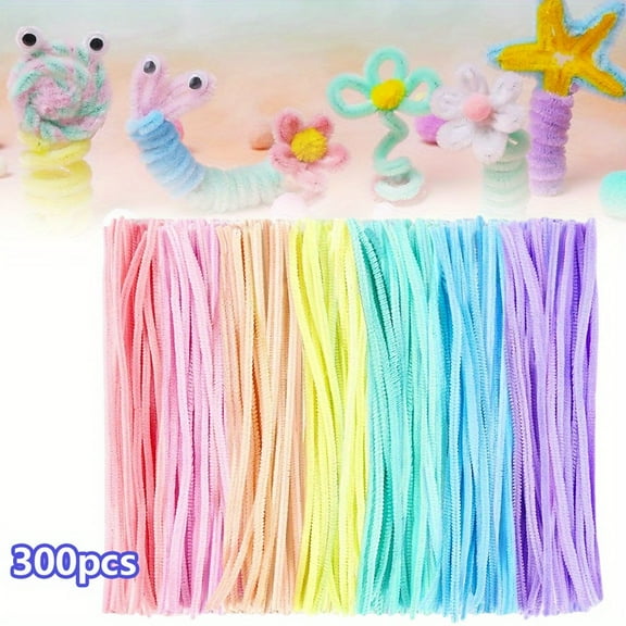 7Colors 300Pcs Pipe Cleaners Chenille Stem,Pipe Cleaner Crafts,Craft Supplies Bulk for DIY Arts Crafts Project