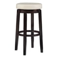 thumbnail image 1 of Linon Maya 31" Rice White Faux Leather Swivel Bar Stool in Brown Wooden Frame, 1 of 10